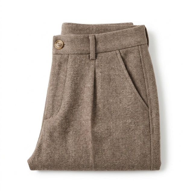 Etienne Herringbone Wool Trousers