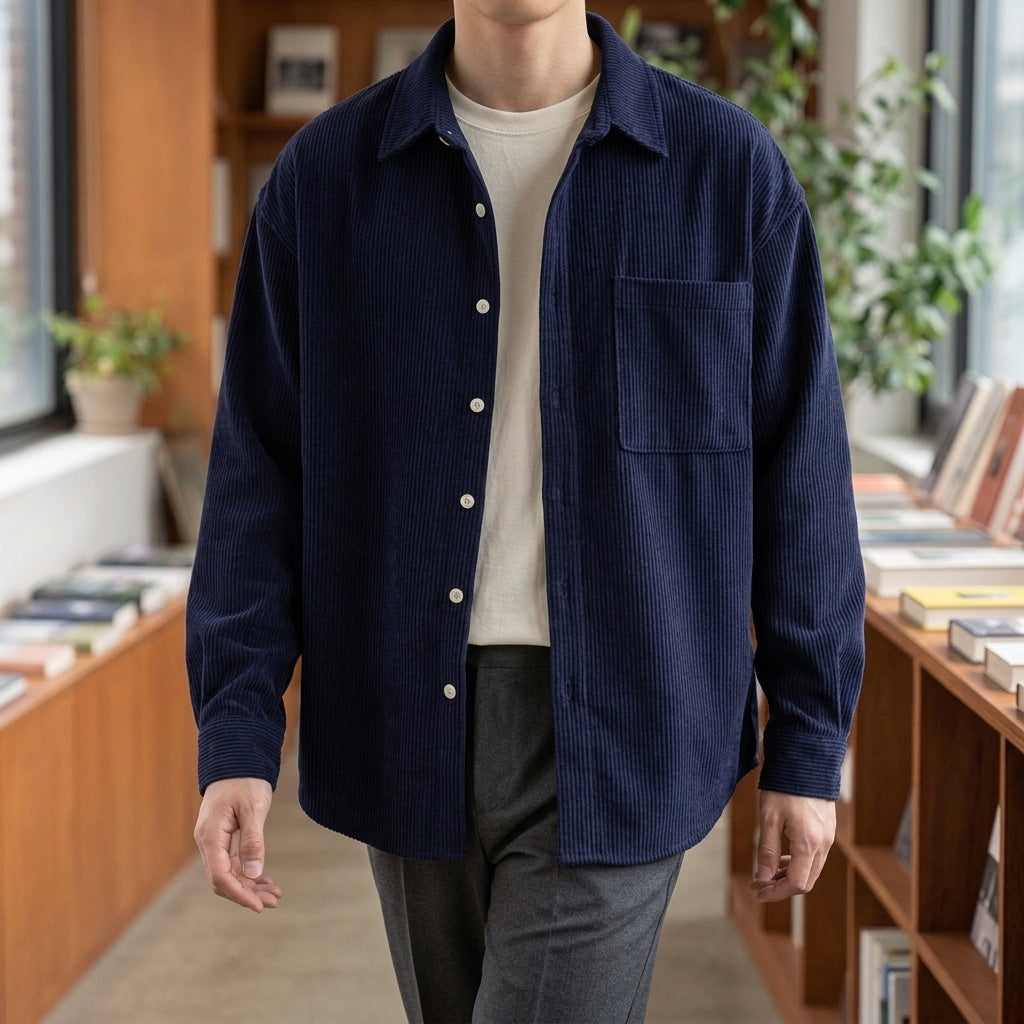 Blake Corduroy Shirt - Navy Blue