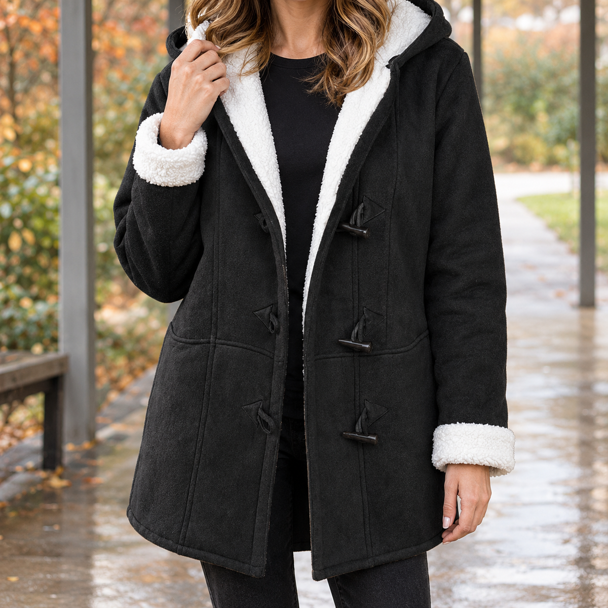 Gwendolyn-Marie Toggle Overcoat - Black