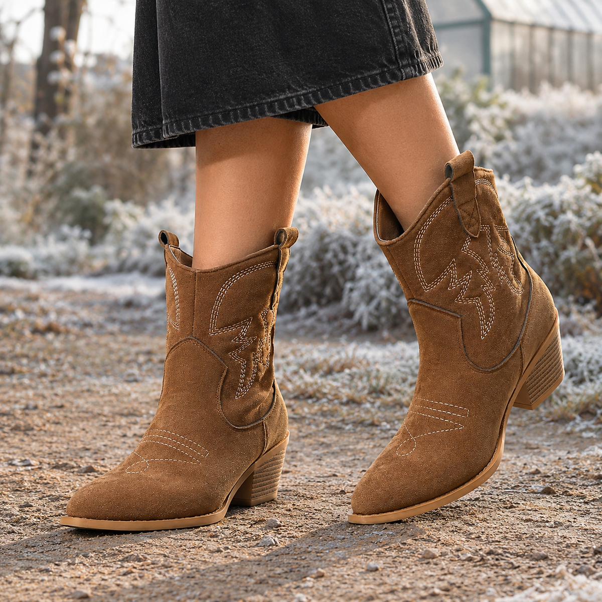 Caselli Suede Western Boots - Brown