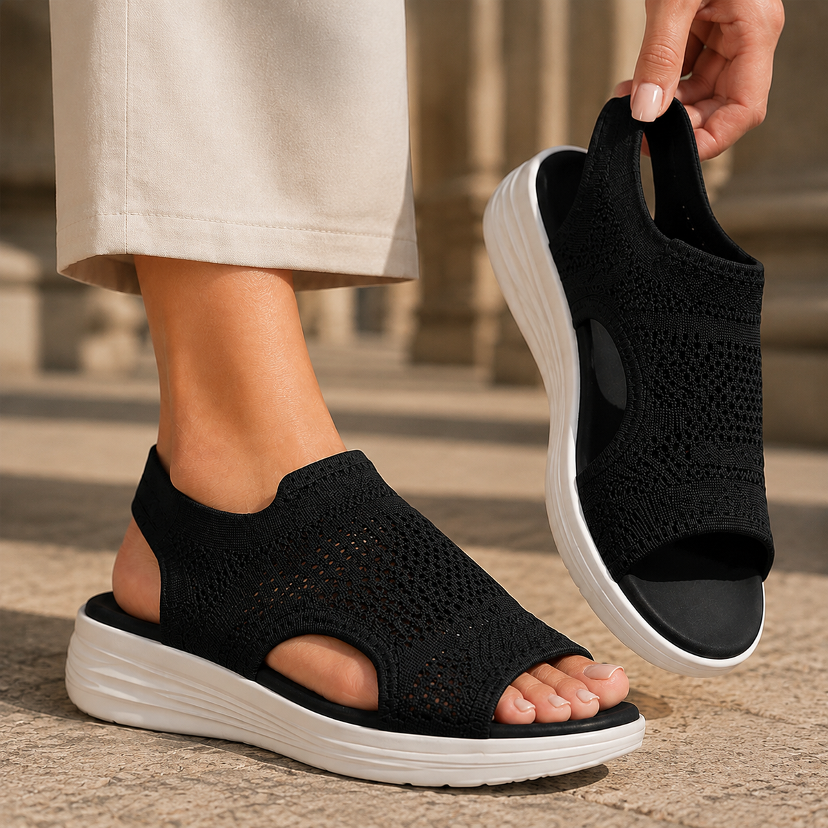 Cortina Platform Sandals - Black