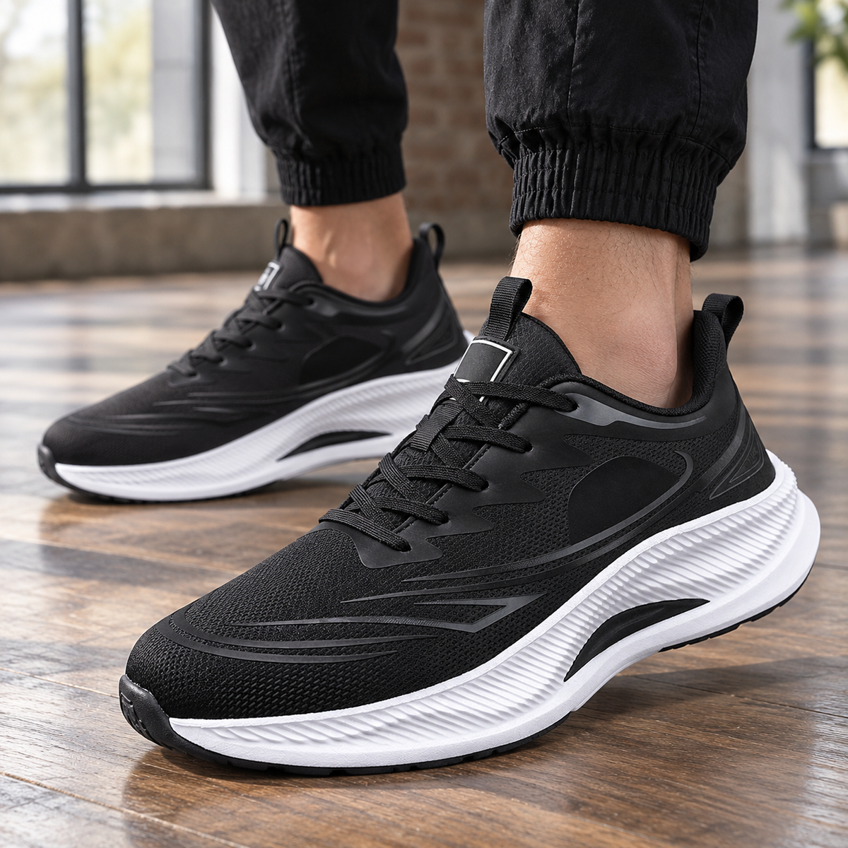 Albarelli Sculpted Sole Sneakers - Black And White