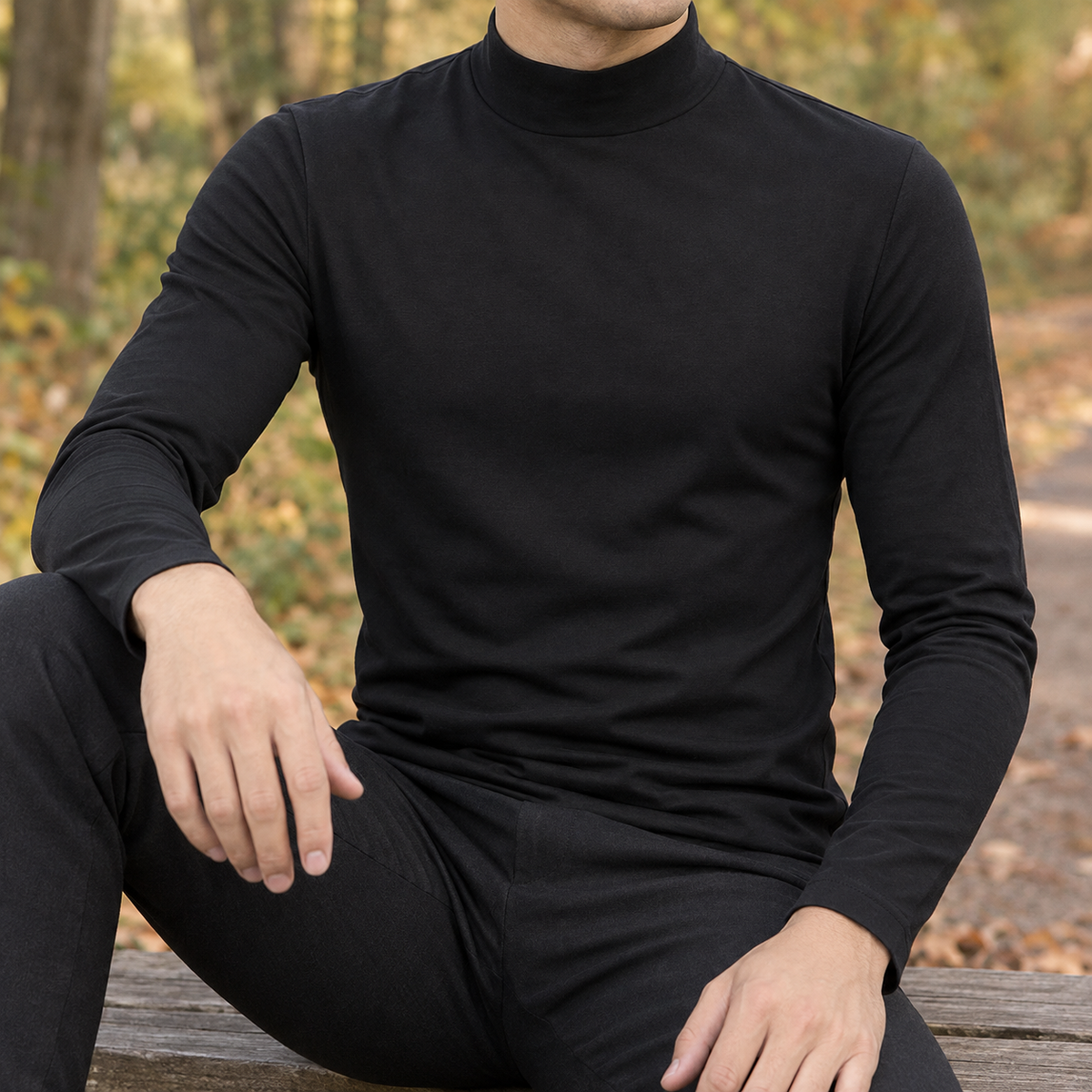 Thomas Mock Neck Top - Black