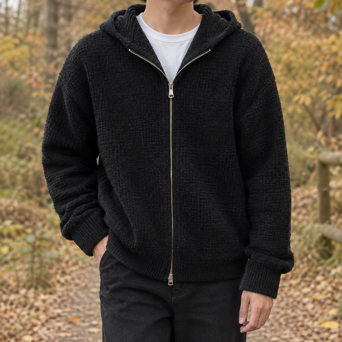 Jack Hooded Knit Sweater - Black