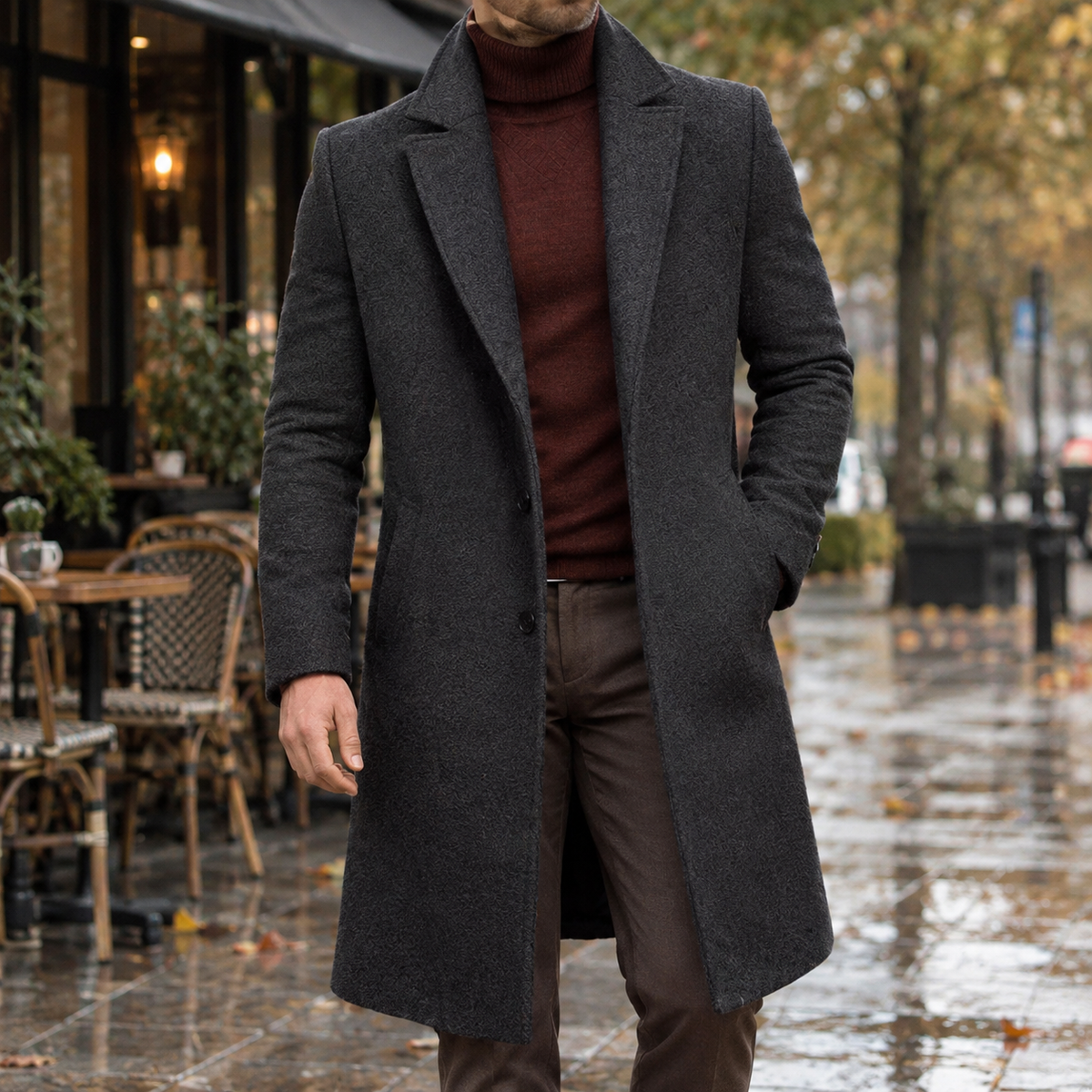 Colm Tailored Overcoat - Dark Gray