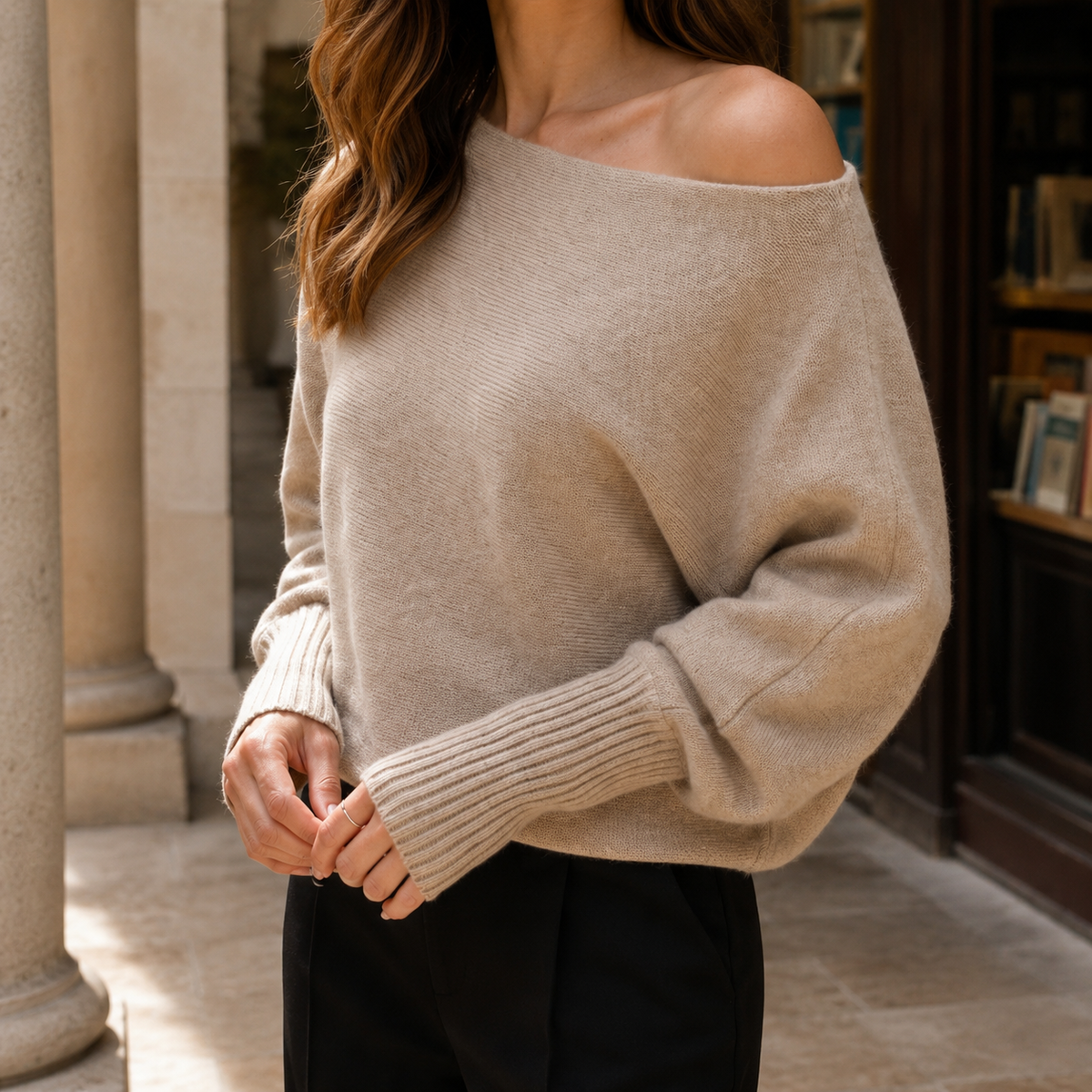 Lydia Asymmetric Sweater - Beige