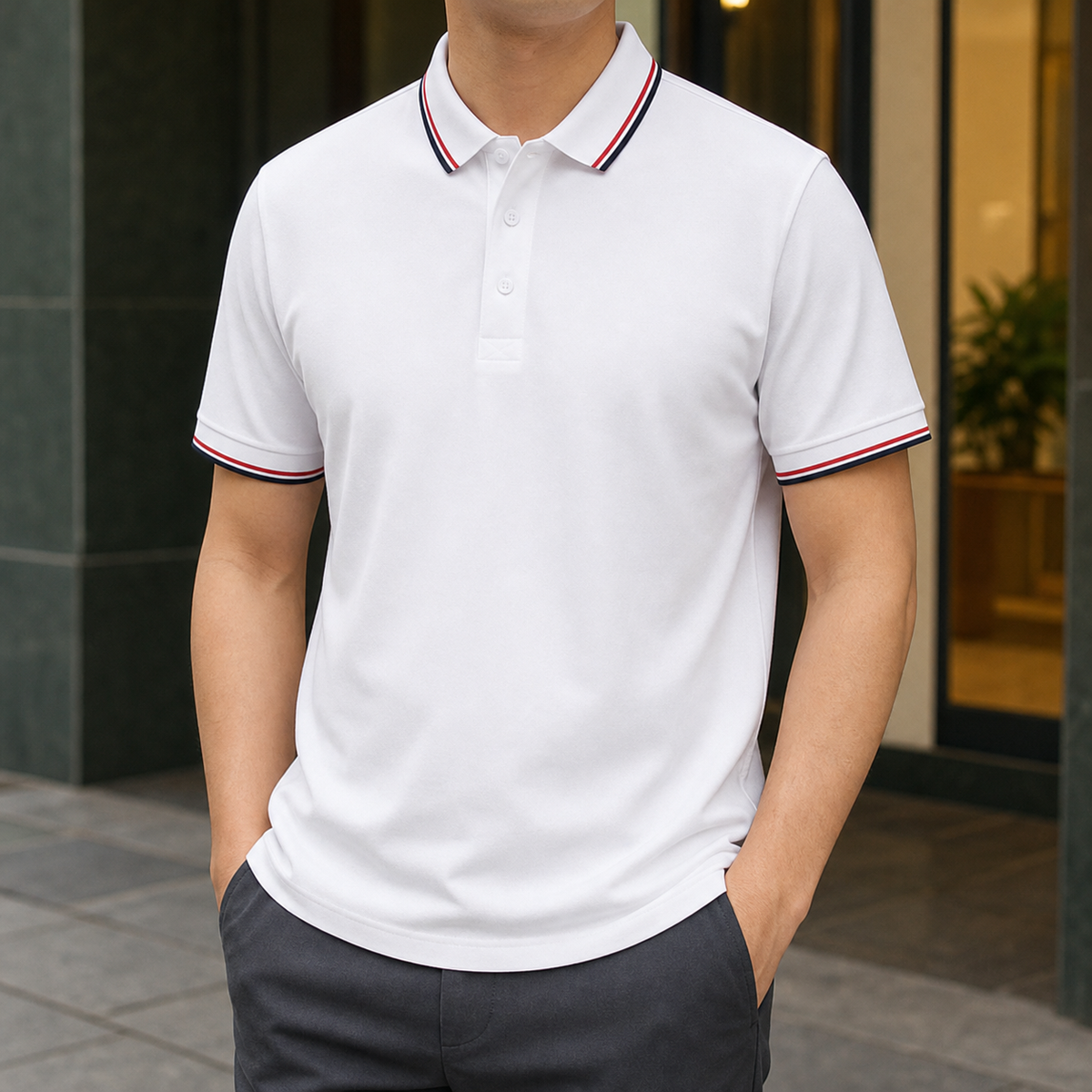 Nathanael-Hayes Tipped Polo Shirt - Secondary White