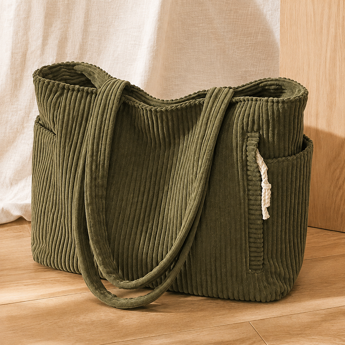 Rovelli Ribbed Tote - Green
