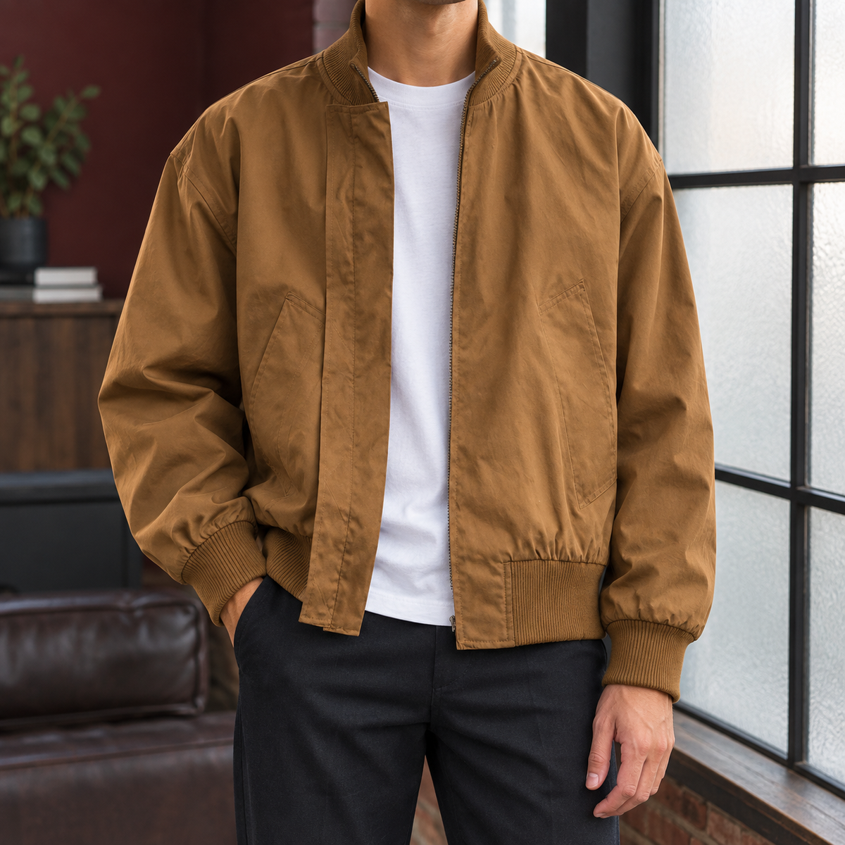 Simeon Bomber Jacket - Brown