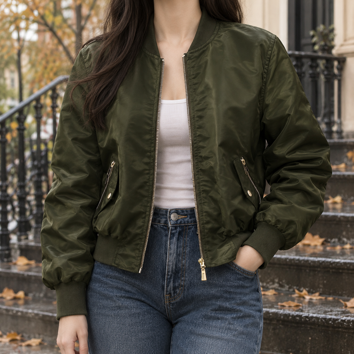 Ameline-Hope Bomber Jacket - Army Green