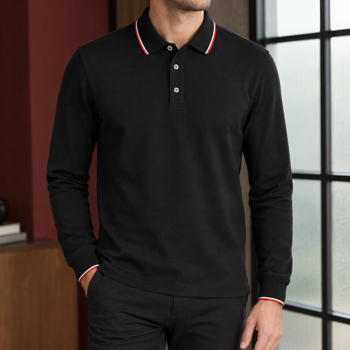 Rory-Dean Tipped Polo Shirt - Black