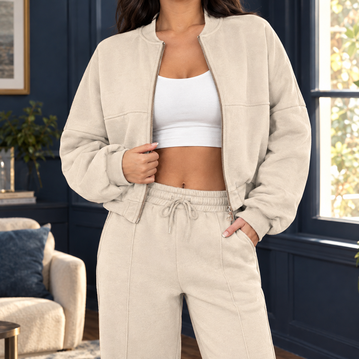Allegra-Louise Wide Leg Set - Apricot