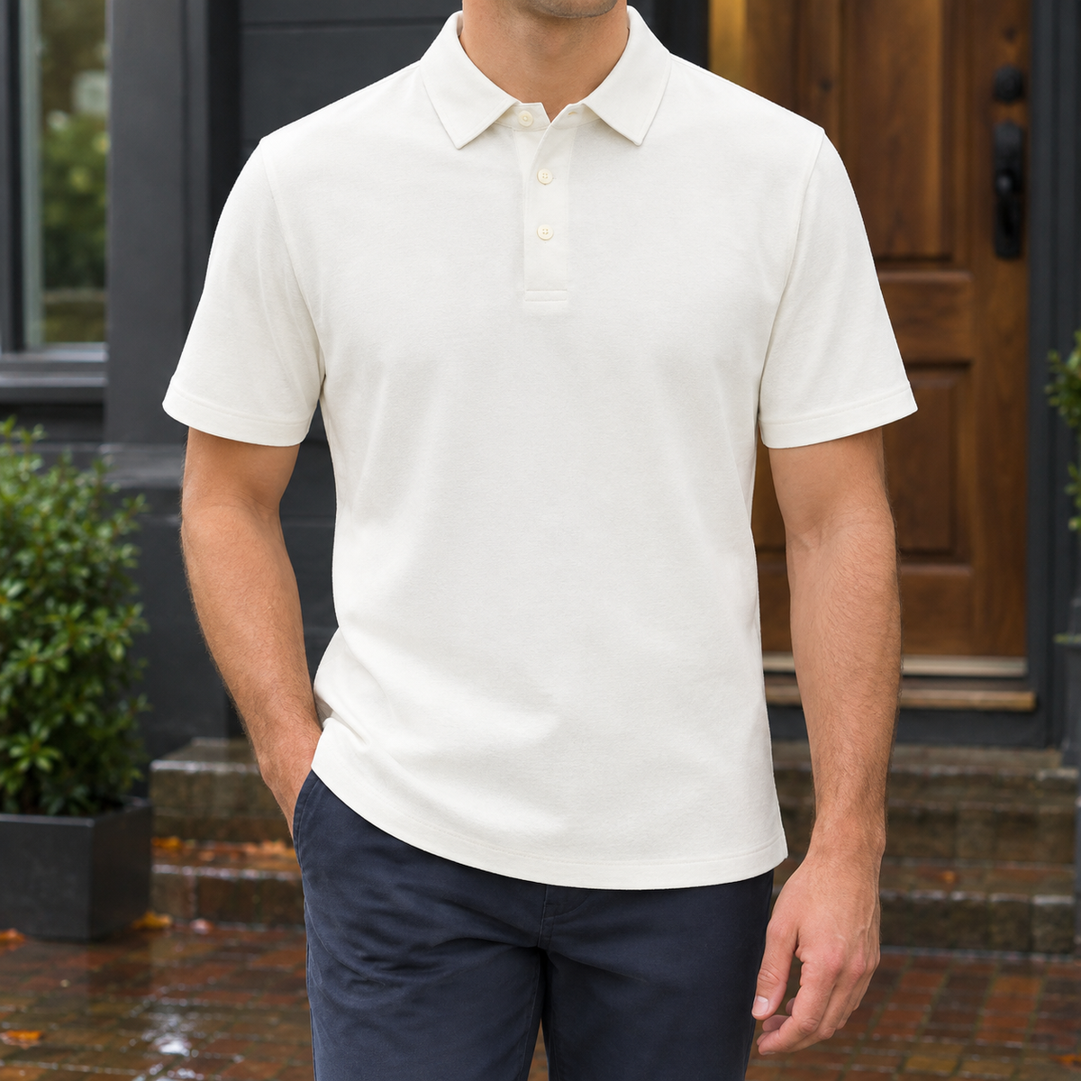 Armel-Lane Cotton Polo - Soft White