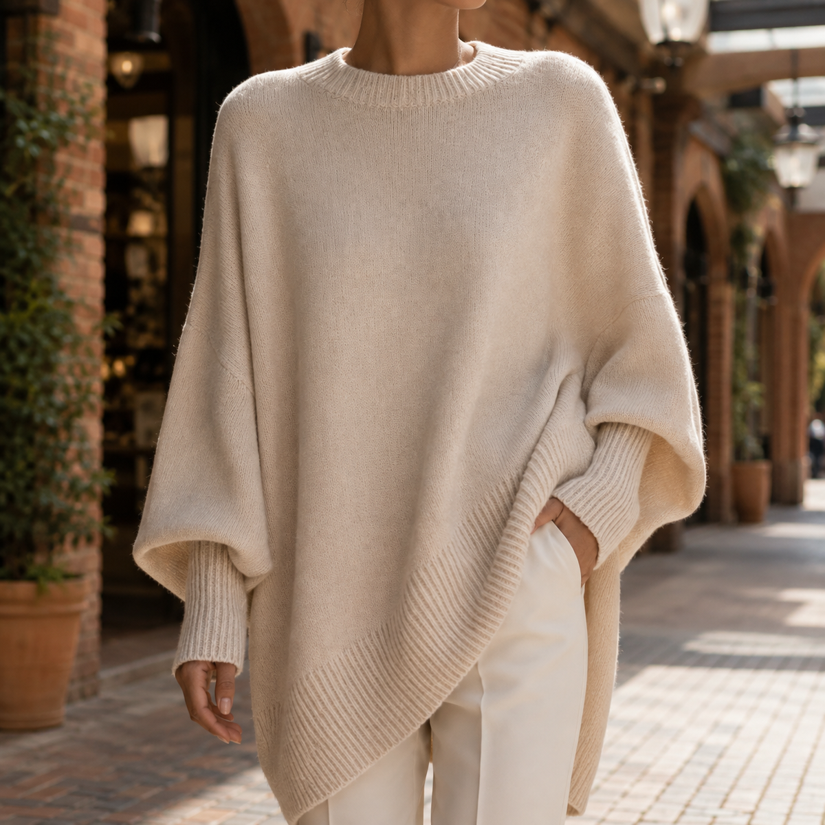 Liliana Poncho Sweater - Beige