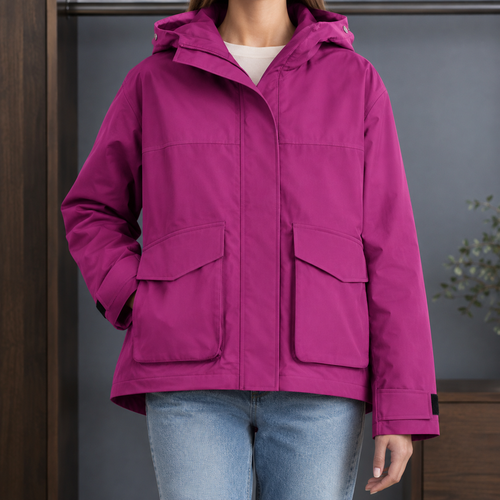 Amelia Hooded Utility Jacket - Rose Red