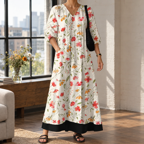 Anouk-Lane Floral Maxi Dress - Floral White
