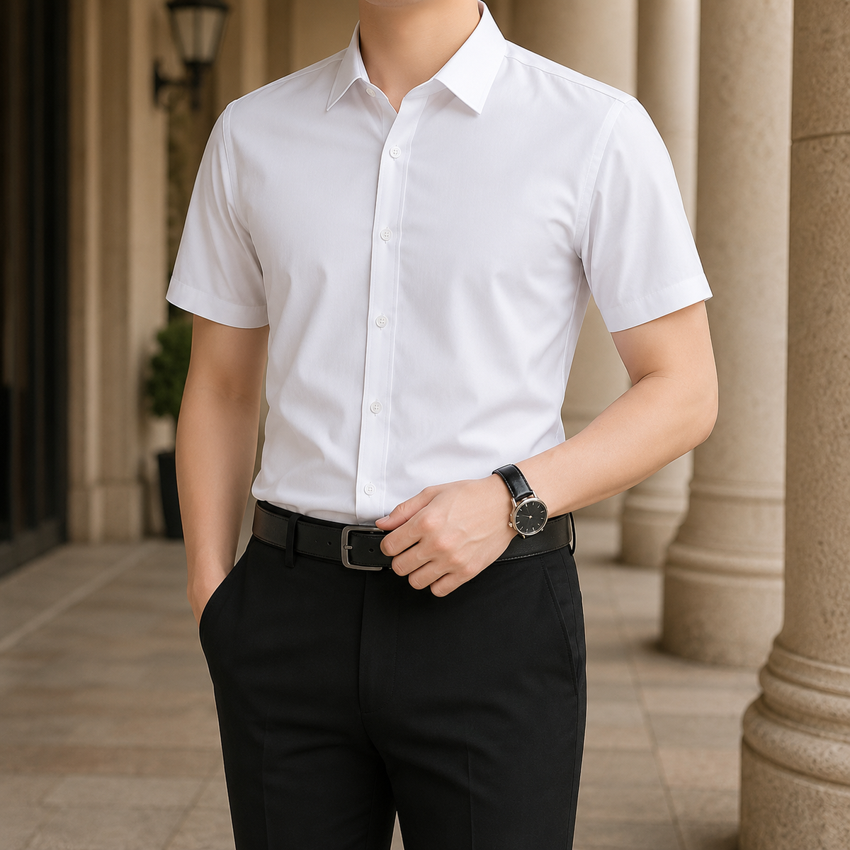 Thibault Slim Fit Shirt - Short Sleeve Shirt White