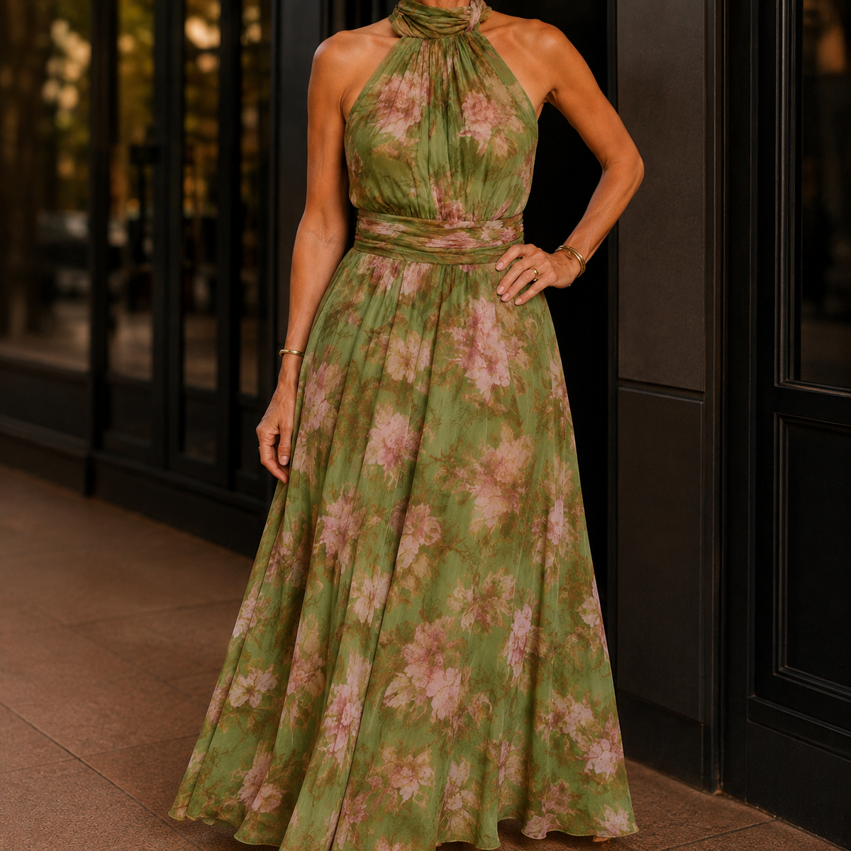 Juliet Halter Maxi Dress - Green