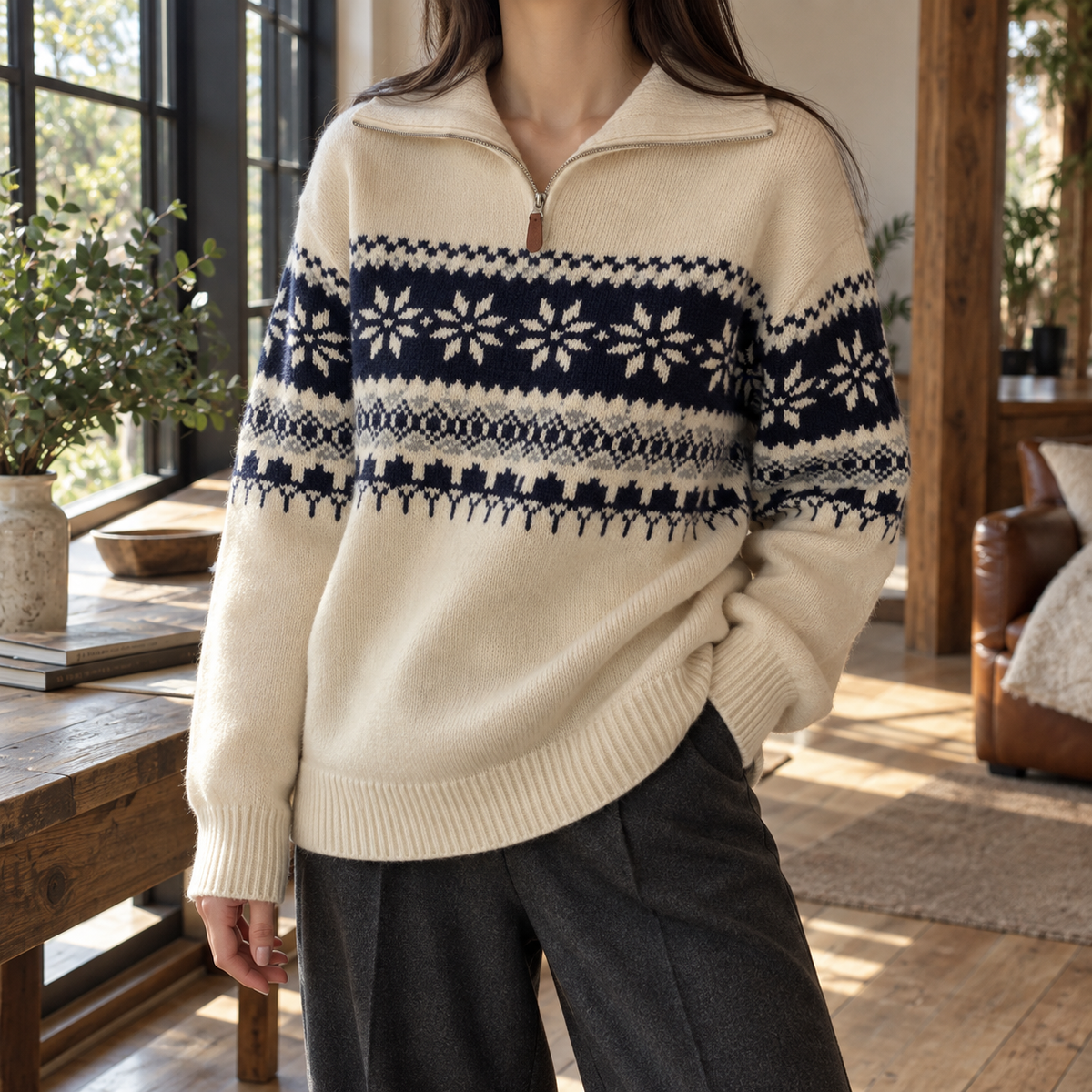 Clarisse Fair Isle Sweater - Apricot