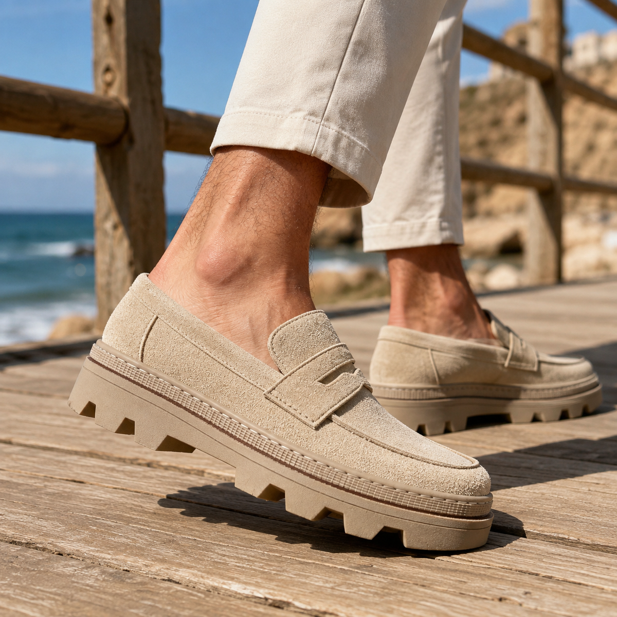 Lecce Suede Loafers - Beige