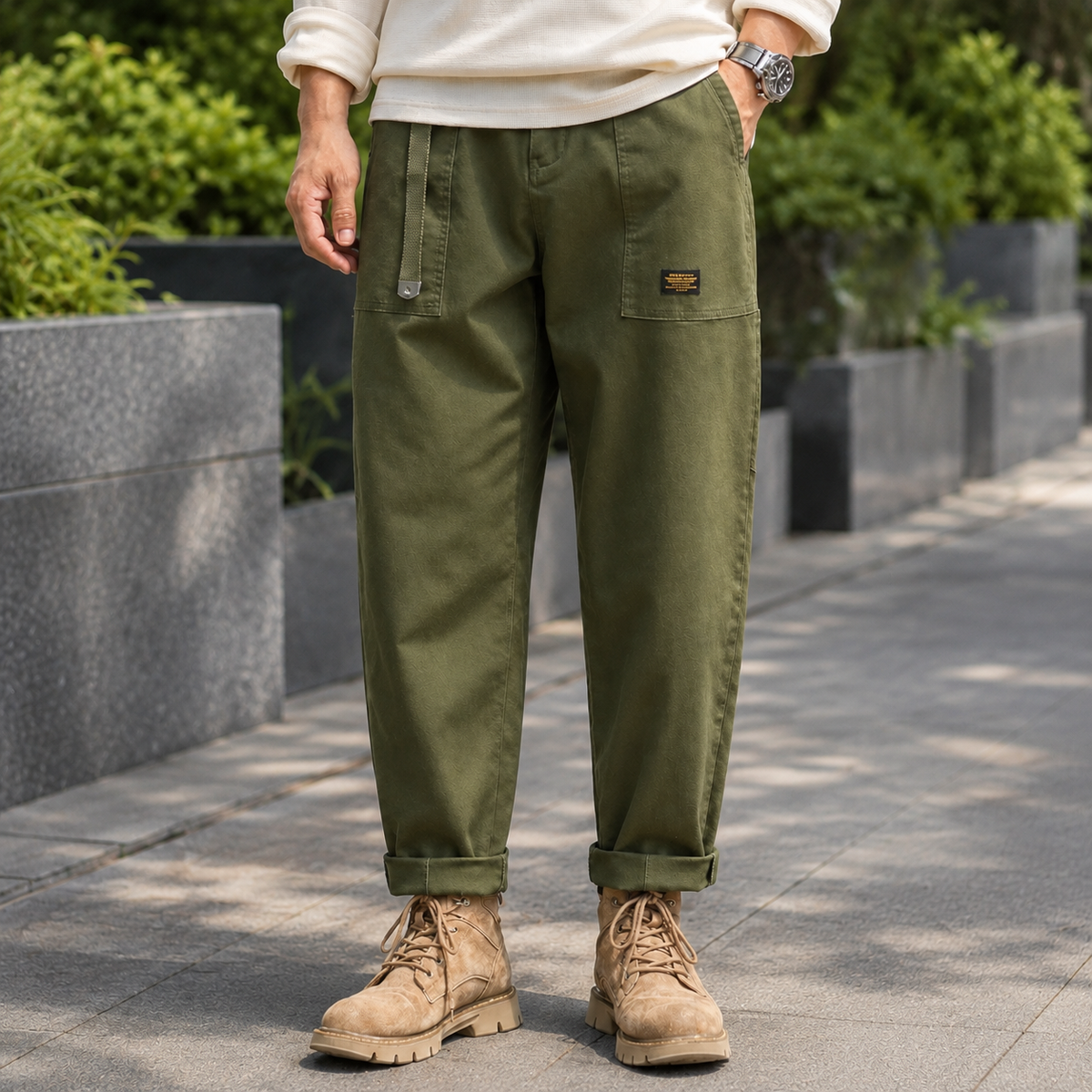 Lorcan Relaxed Cargo Pants - Army Green
