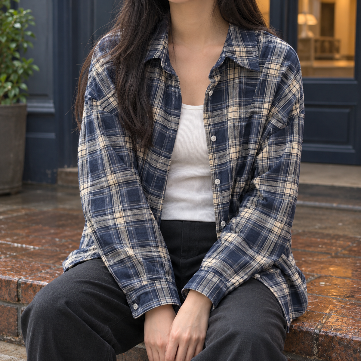 Salome-Jane Plaid Shirt - Navy Blue