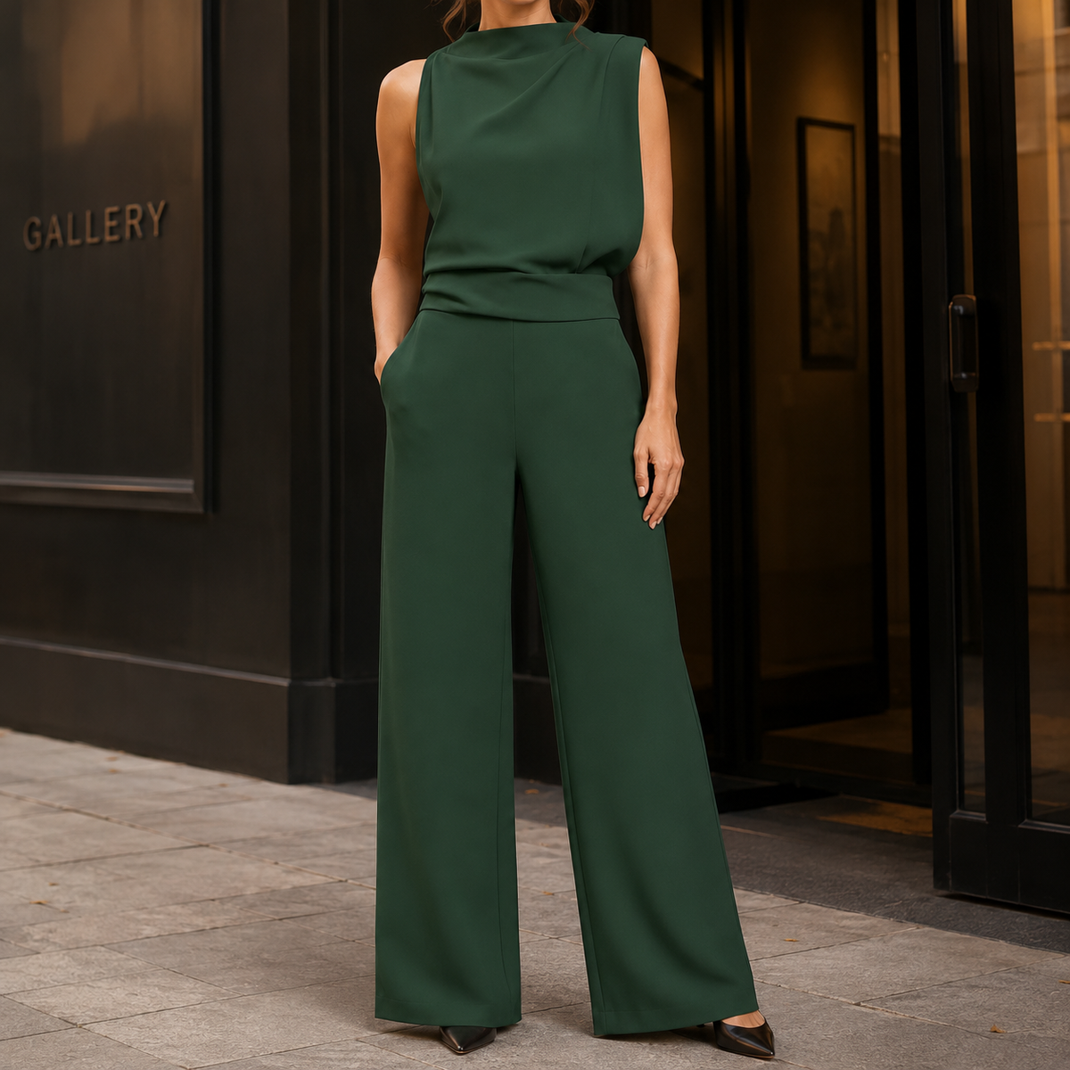 Dahlia-Louise Wide Leg Jumpsuit - Green