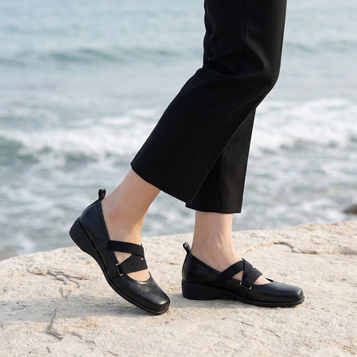 Amalfi Strappy Mary Janes - Black