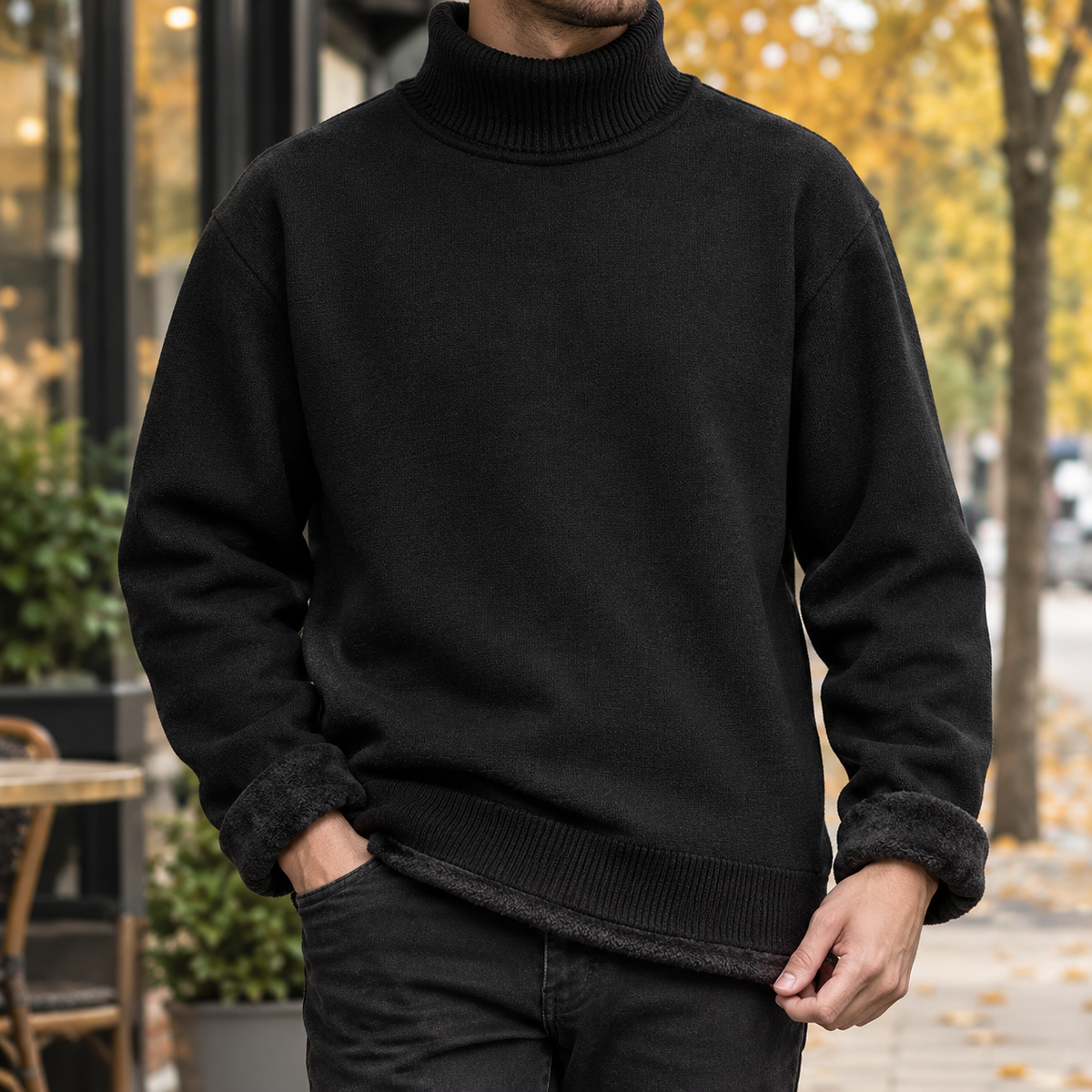 Andrew High Neck Sweater - Black