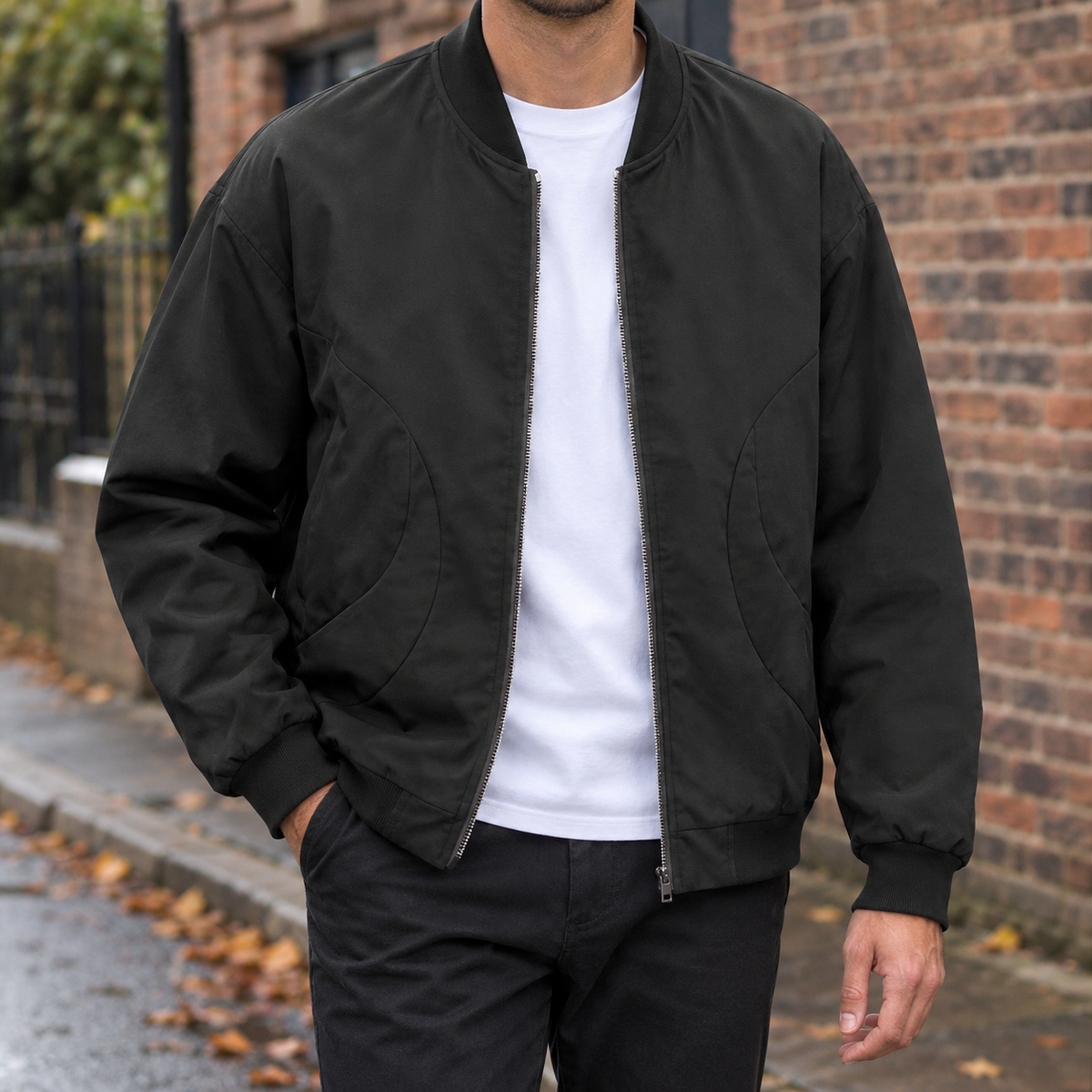 Orion Panelled Bomber Jacket - Black