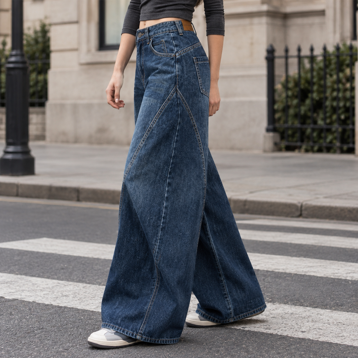 Bianca-June Curved Seam Jeans - Vintage Blue