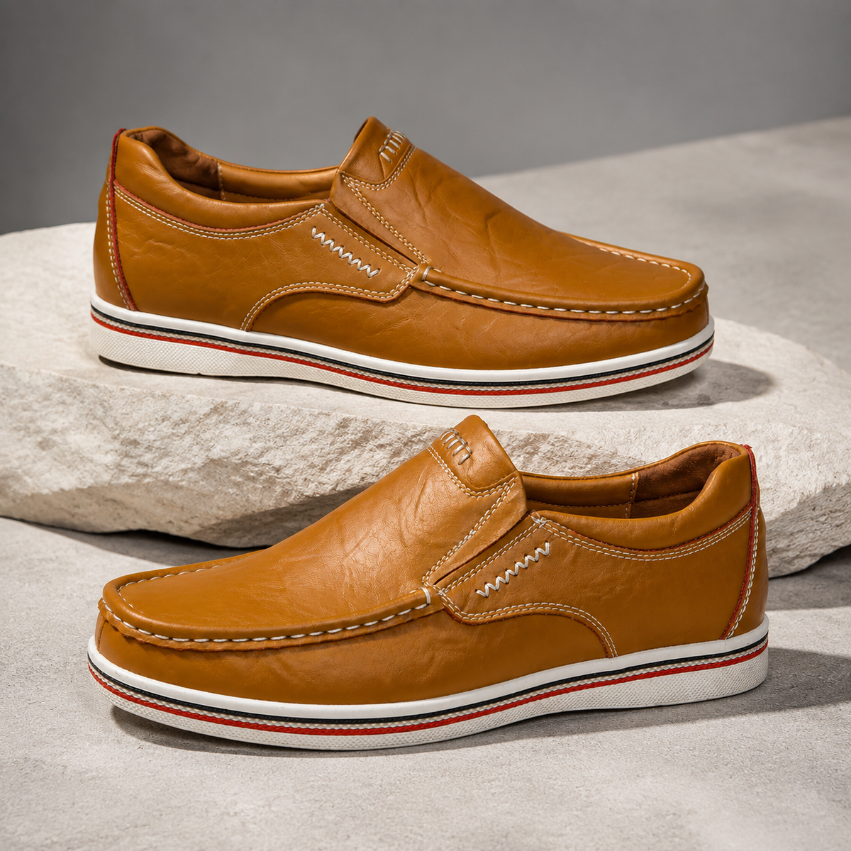 Sienna Contrast Sole Loafers - Tobacco
