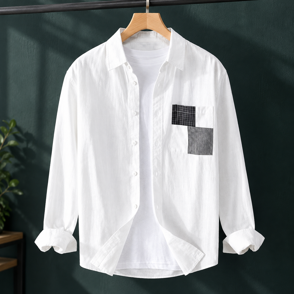 Aldous Patchwork Overshirt - White