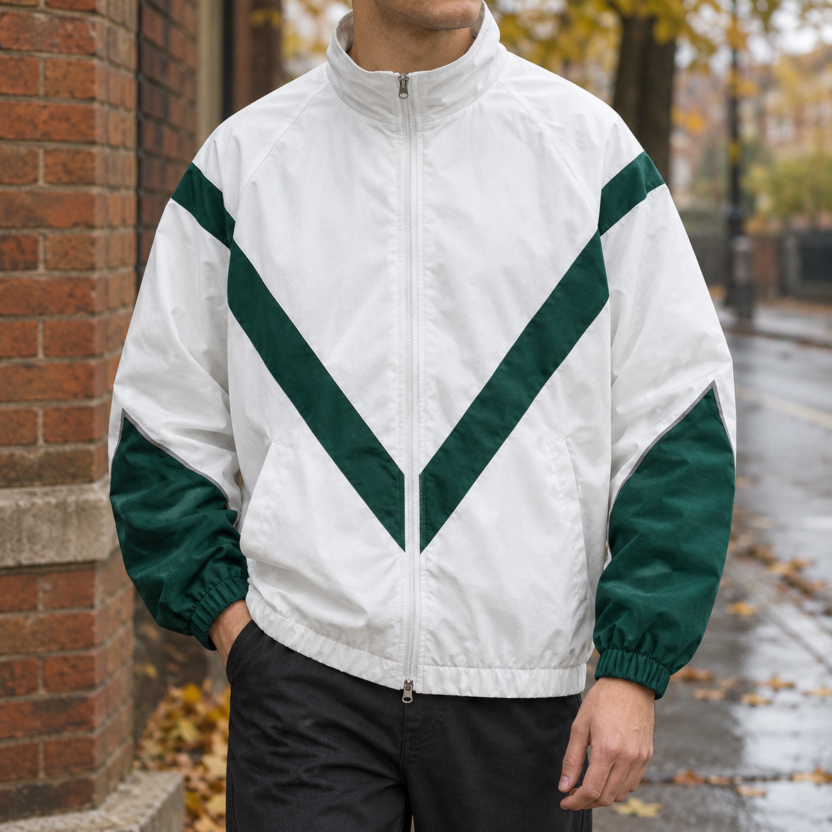Charles-Dean Color Block Jacket - White