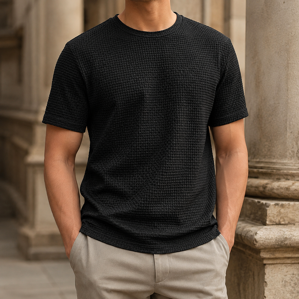 Caleb Textured T-Shirt - Schwarz