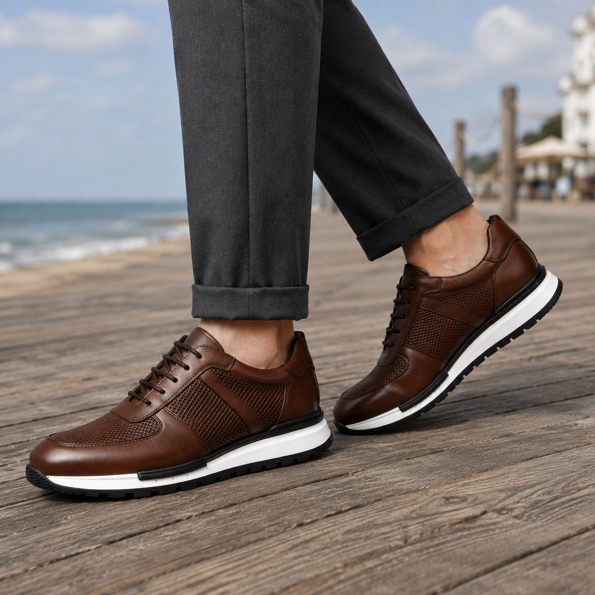 Lorenzo Leather Sneakers - Brown