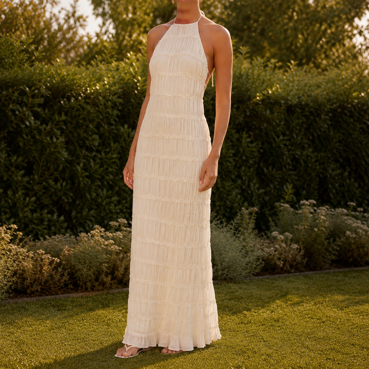 Carmen Halter Maxi Dress - Ivory