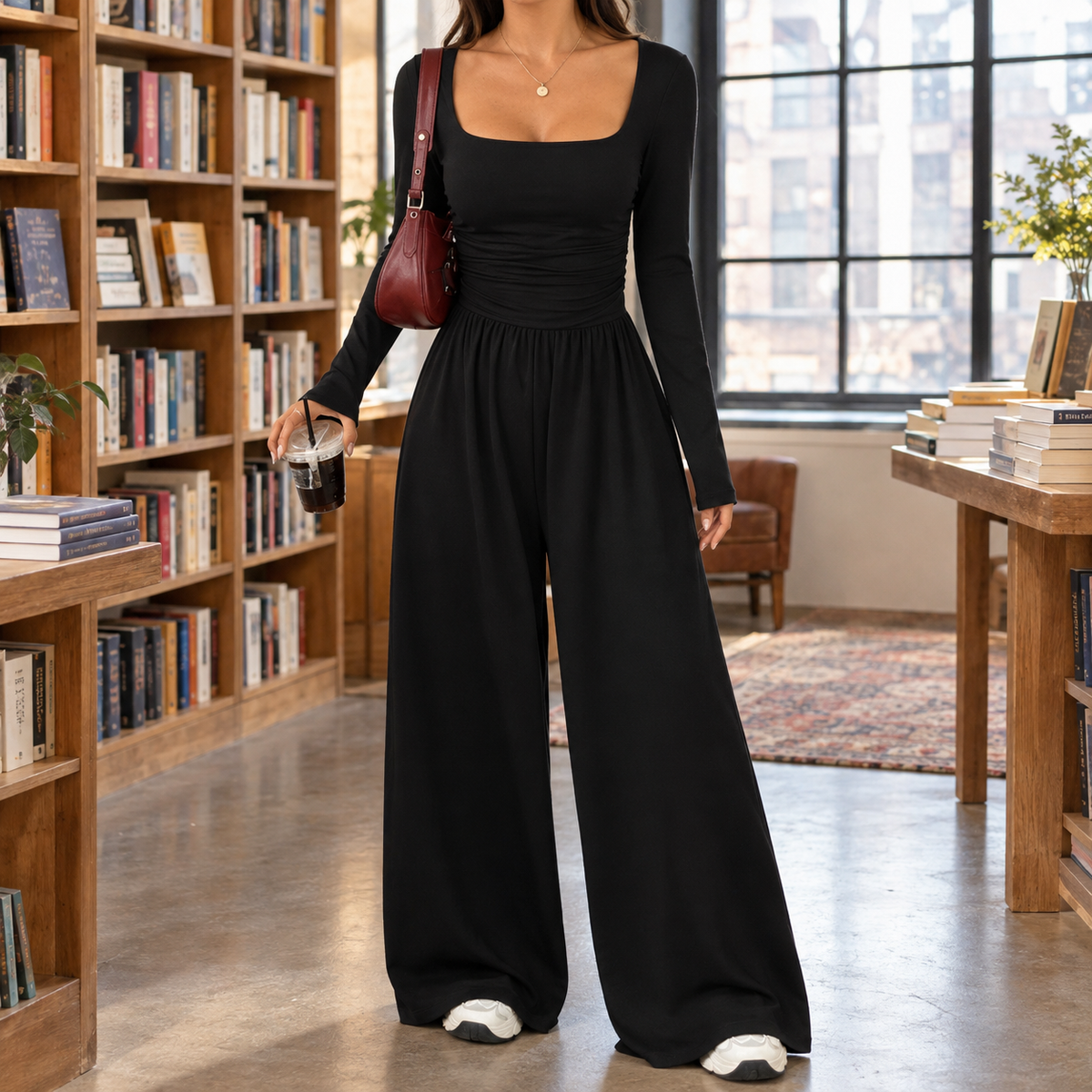Ariana Square Neck Jumpsuit - Black