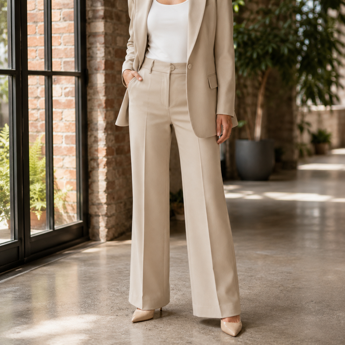 Ilaria Flared Pants - Beige