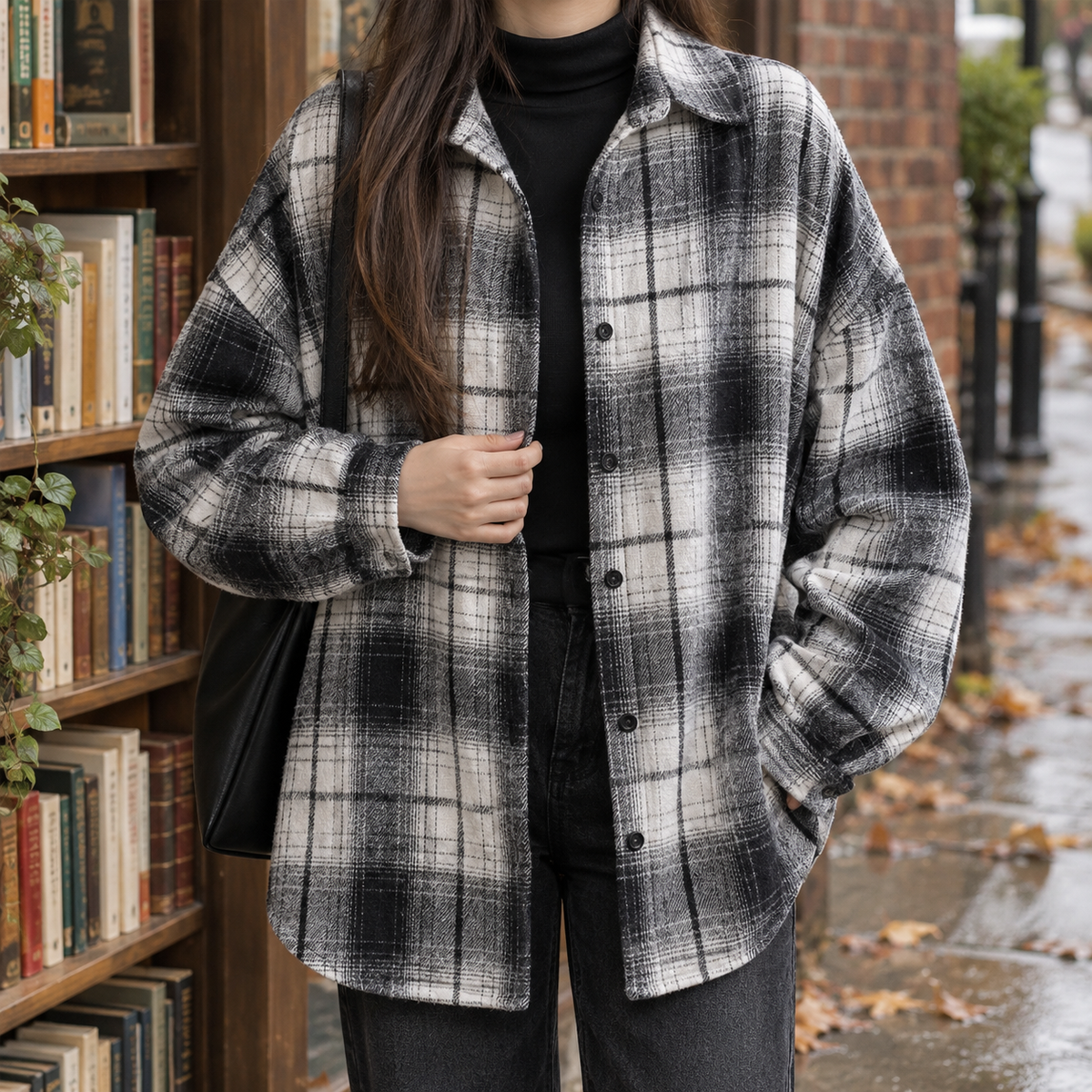 Estella-Jade Plaid Overshirt - White