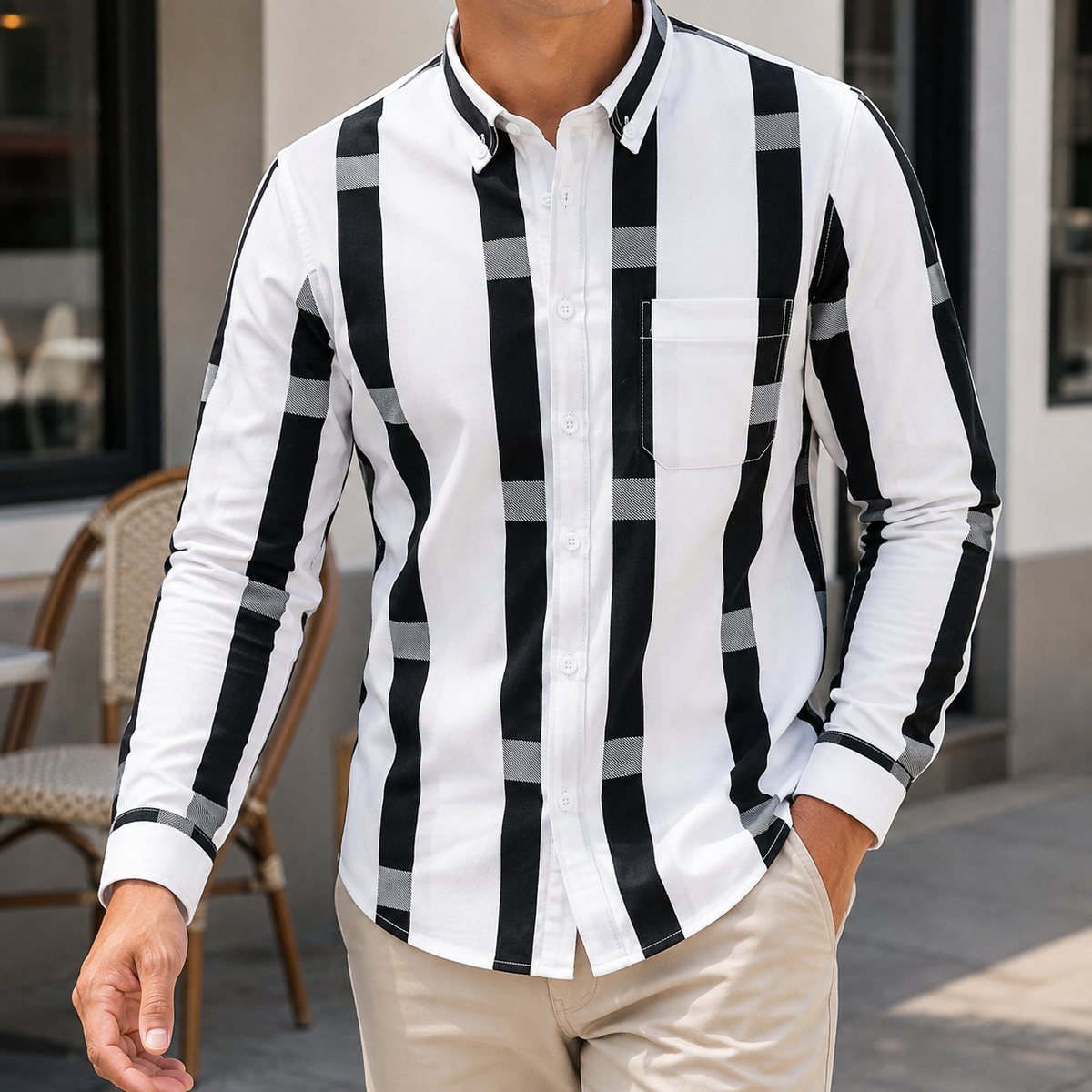 Wyatt Striped Shirt - White
