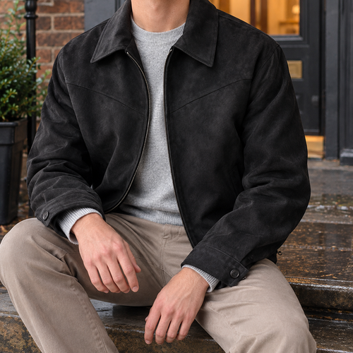 Augustus Suede Jacket - Black