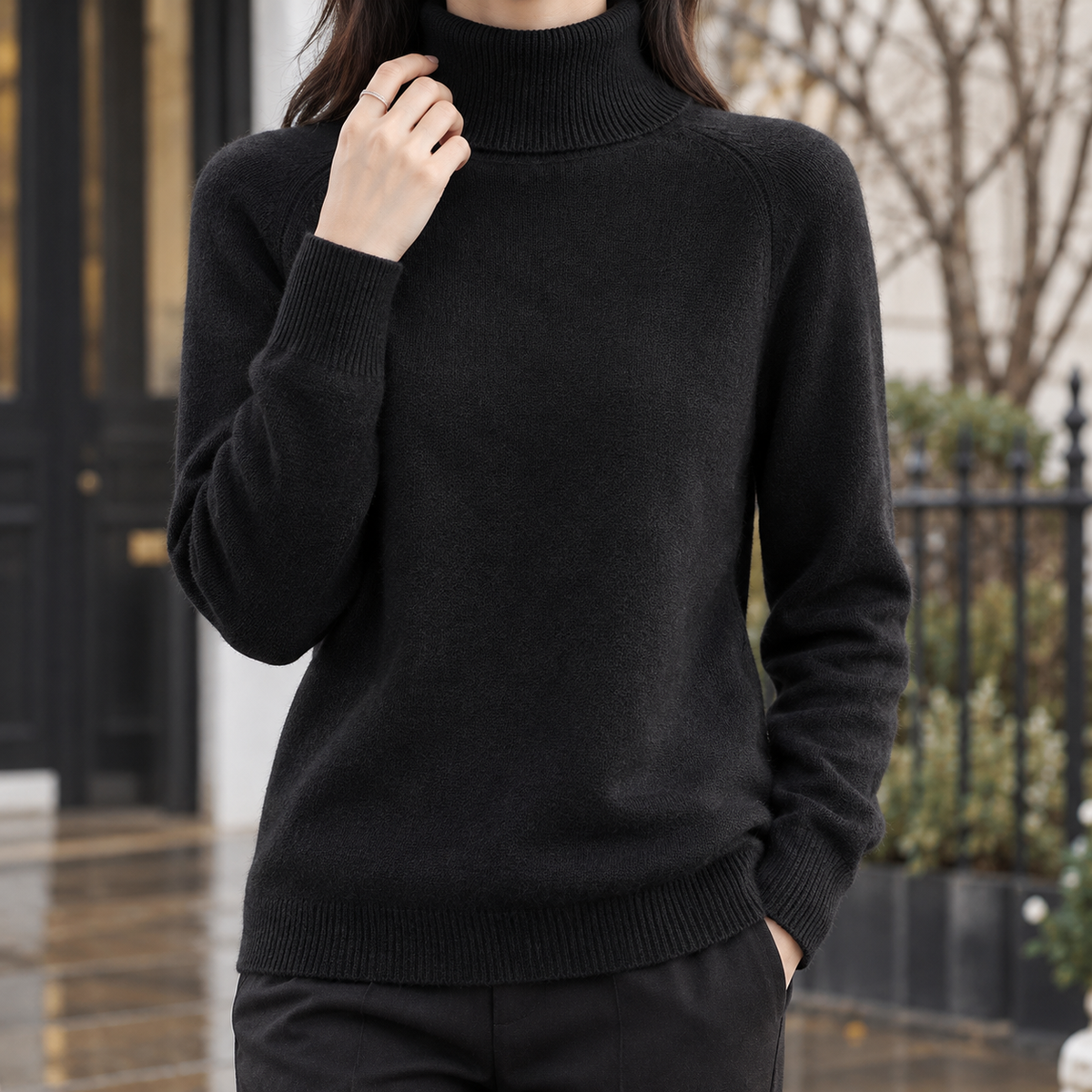 Cadence-Sage Turtleneck Sweater - Black