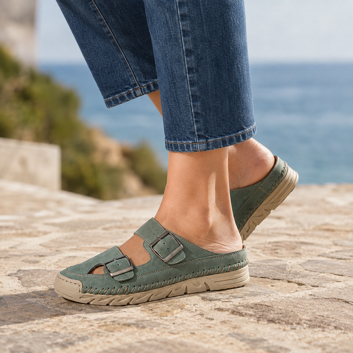 Cecconi Buckle Sandals - Green