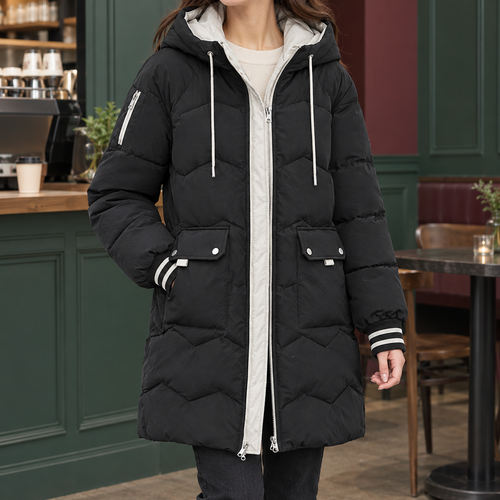 Armelle Hooded Puffer Coat - Black