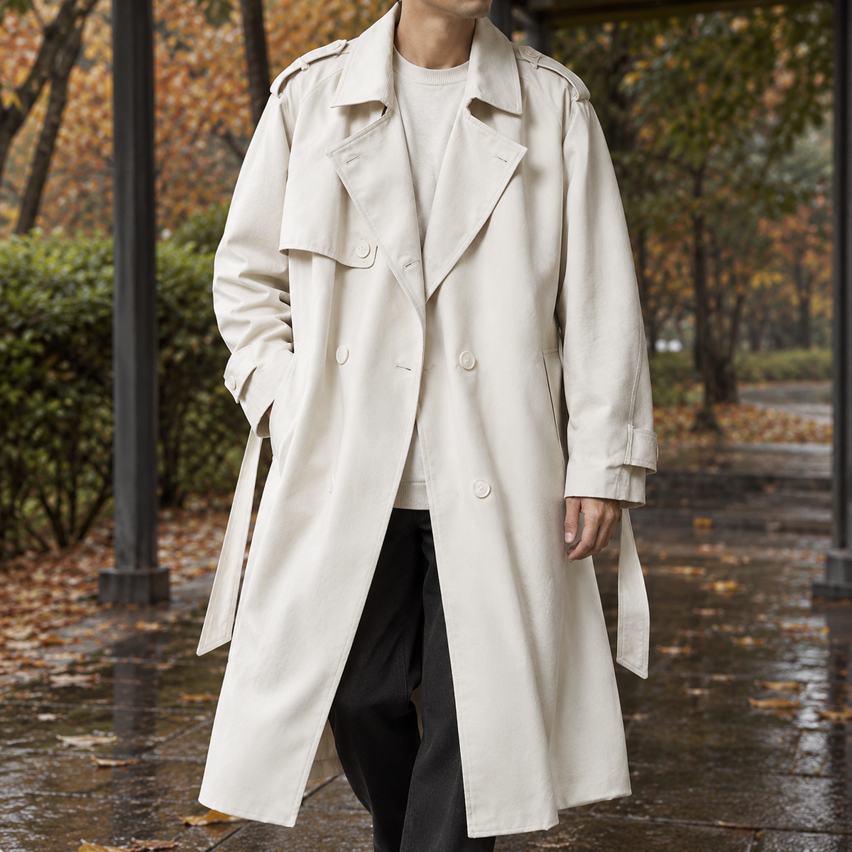 Sebastian-Hayes Double Breasted Overcoat - Apricot