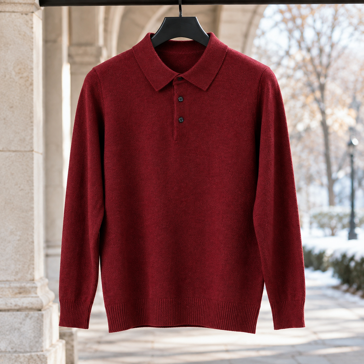 Ross Polo Sweater - Wine Red
