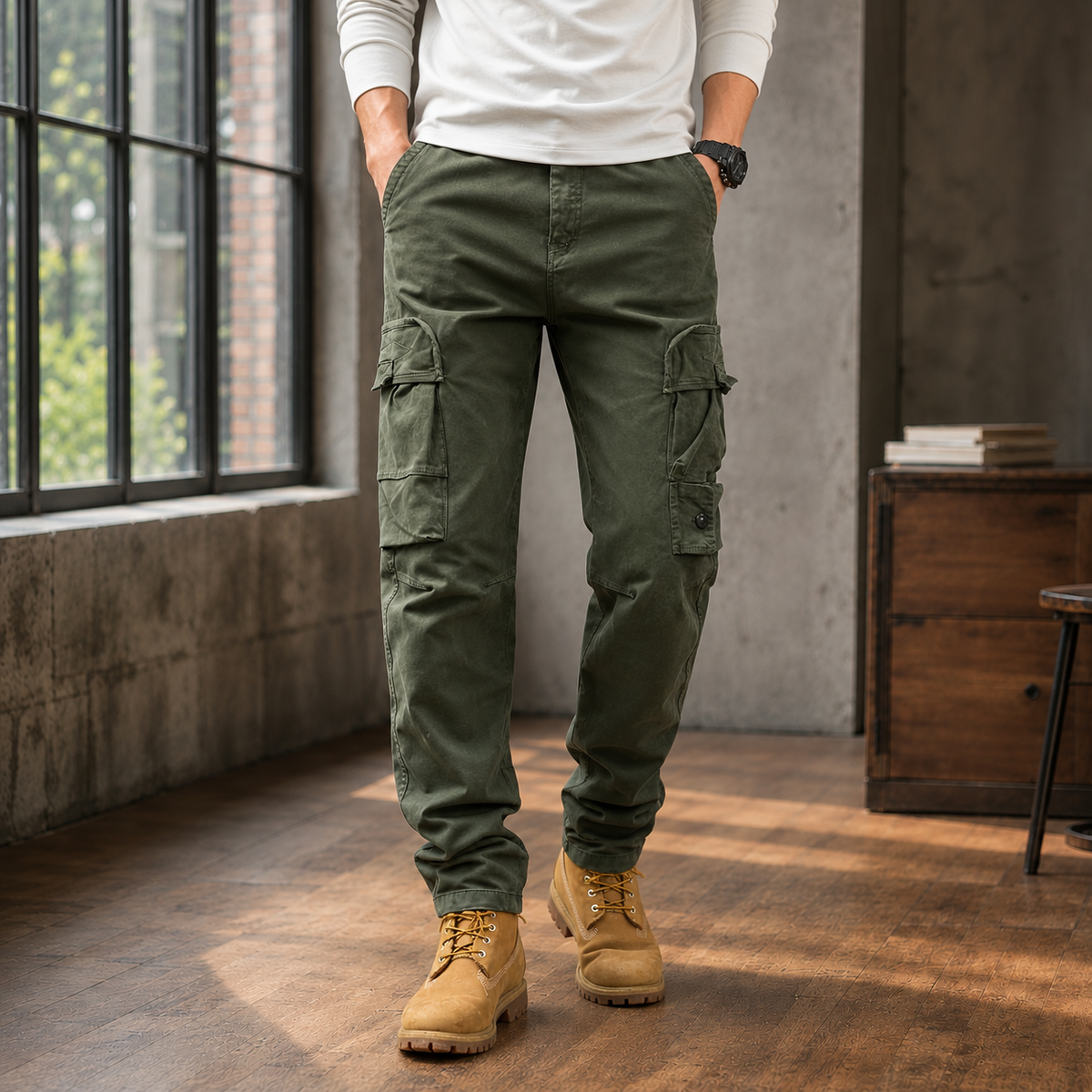 Cedric Relaxed Cargo Pants - Varen Green