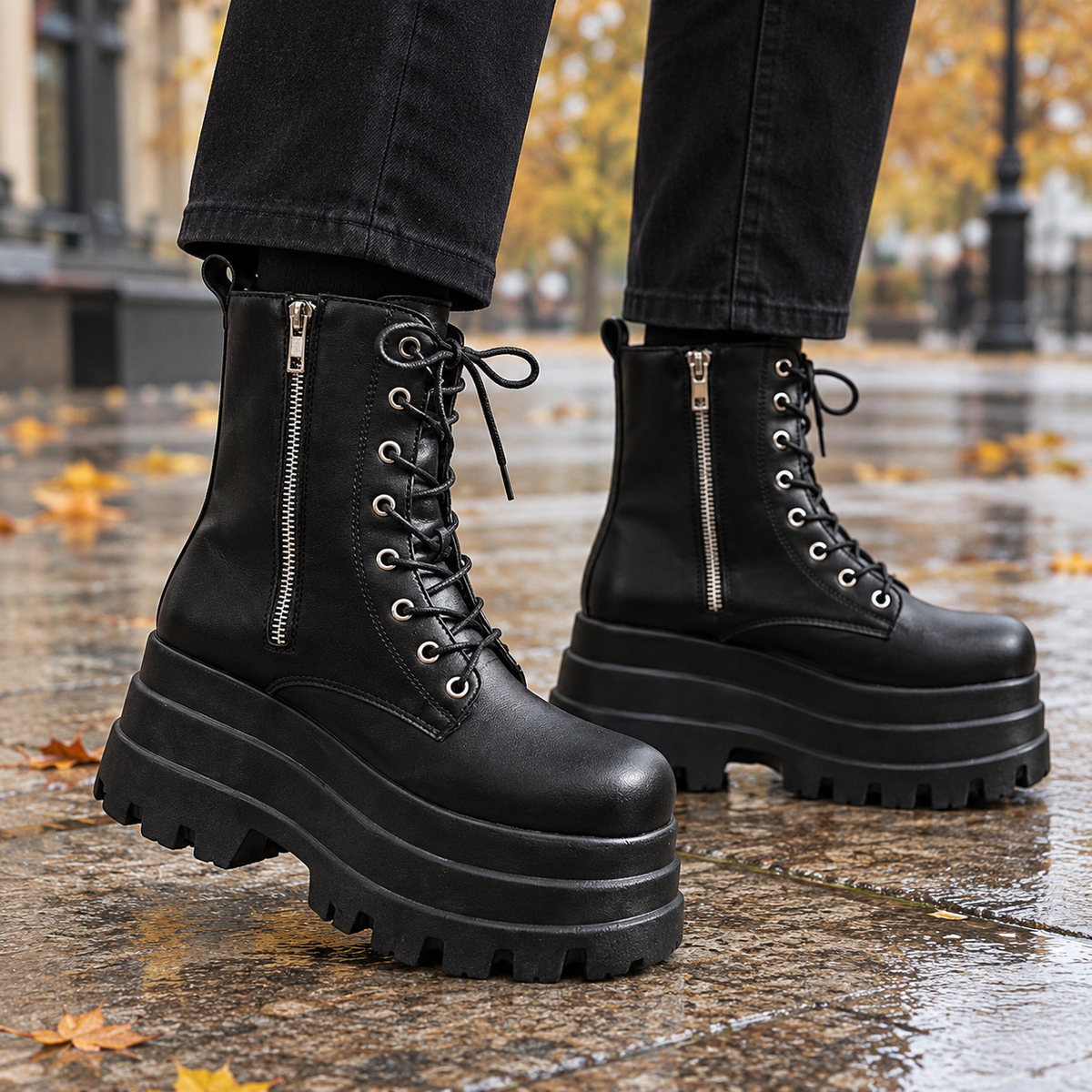 Nervesa Platform Boots - Black