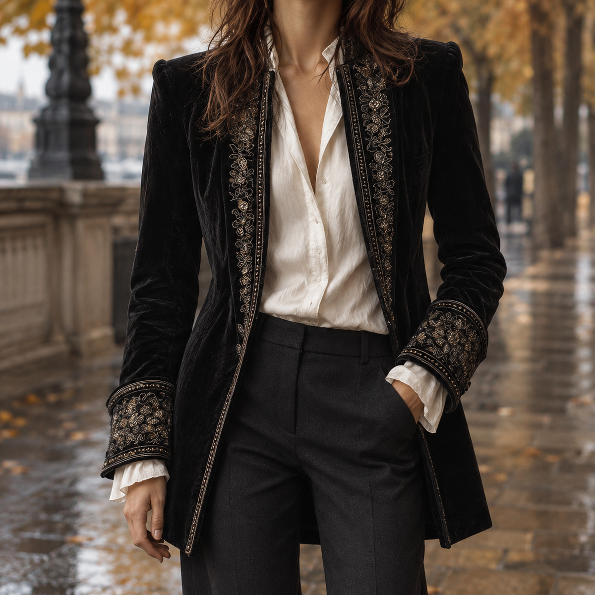 Harriet-Hope Embroidered Jacket - Black
